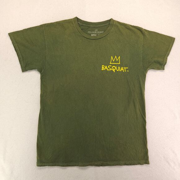 Jean Michel Basquiat Crew Neck Short Sleeve T-Shirt Mens Size Large L Green - Picture 2 of 9